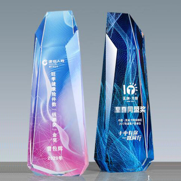 Promotional Customized Color Printing Crystal Awards Tropies