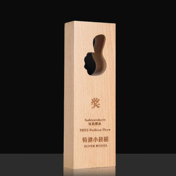 232308 New Design Custom Crystal Trophy with Wood Base