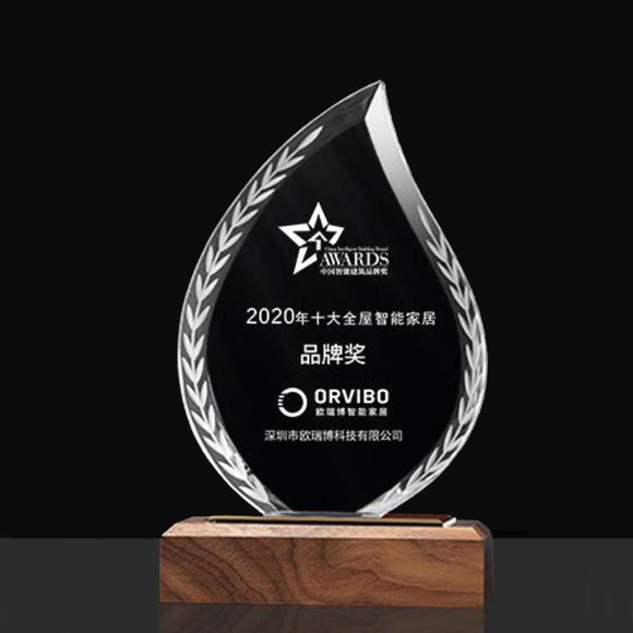232321 Personalized Wooden Crystal Trophies with Wooden Base