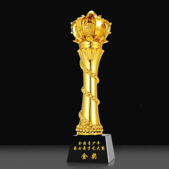 232335 Golden Resin Award Trophy Black Crystal Base Free Customized Lettering