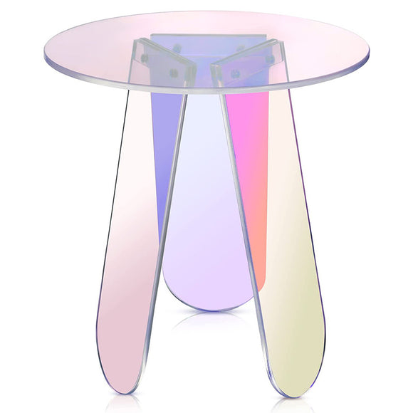 Acrylic Round Clear Iridescent Side Table