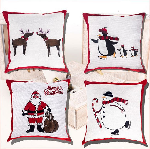 Customized Merry Christmas Letters Printed Decorative Pillow Cases Square Cushion Cover for Sofa