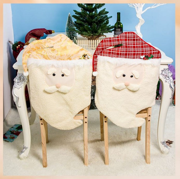 Good Quality Wholesale Christmas Decorative Cartoon Santa Design Chair Back Covers