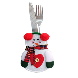 Christmas Decor Cute Snowman Table Dinning Holder Pocket
