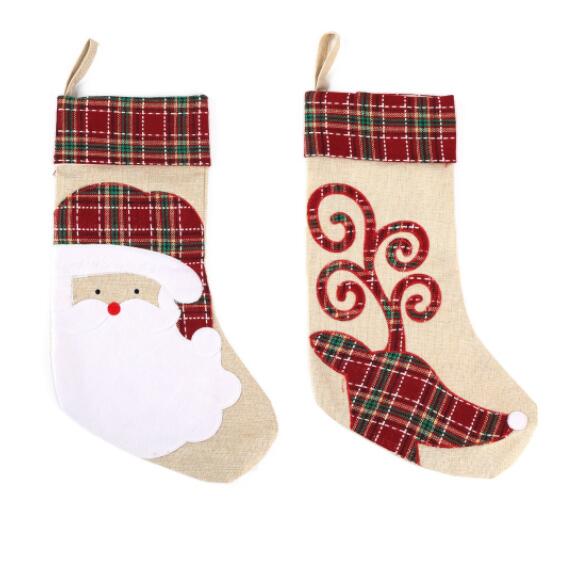 Christmas Stocking Santa Gift Bgs Burlap Stocking for Party