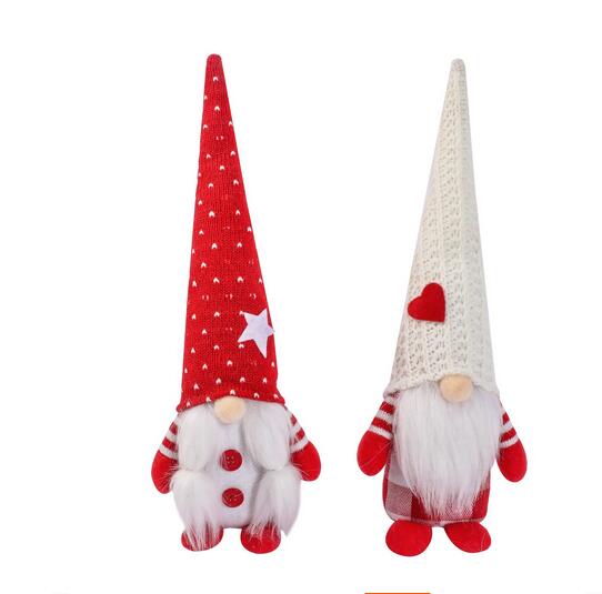 Christmas Decor Seasonal Ornaments Hanging Red White Plush Gnomes