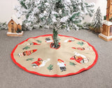For Christmas Round Red Black Plaid Ruffle Edge Border Christmas Tree Skirt