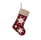 Snowman Reindeer Christmas Stocking Flax Snowflake Candy Gift Stocking