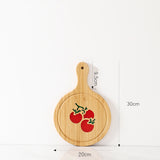 Kitchen Chopping Board Baking Pizza Steak Round Bamboo Serving Tray With Handle