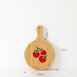 Kitchen Chopping Board Baking Pizza Steak Round Bamboo Serving Tray With Handle