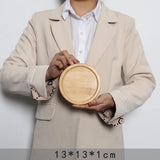 Natural Round Bamboo Wood Serving Circle Tray for Coffee Table and Food