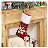 Red Burlap Christmas Stockings With Faux Fur Cuff for Family Christmas Decor