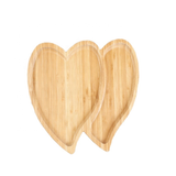 Wholesale Naturaltray Eco-friendly Cheap Heart Shape Bamboo Wooden Tray Serving Trays