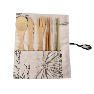 Knife Fork Spoon Chopsticks Eco friendly Utensils bamboo Travel Cutlery Set