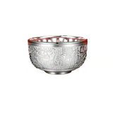 Silver Bowl Embossed Silver Bowl with Chopsticks spoon