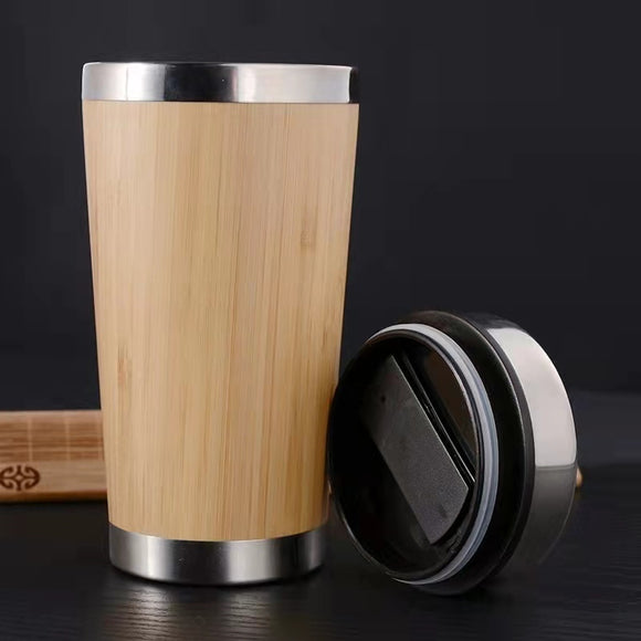 Hot Selling Bamboo Bottle 304 Stainless Steel Thermos Double Vacuum Custom Logo